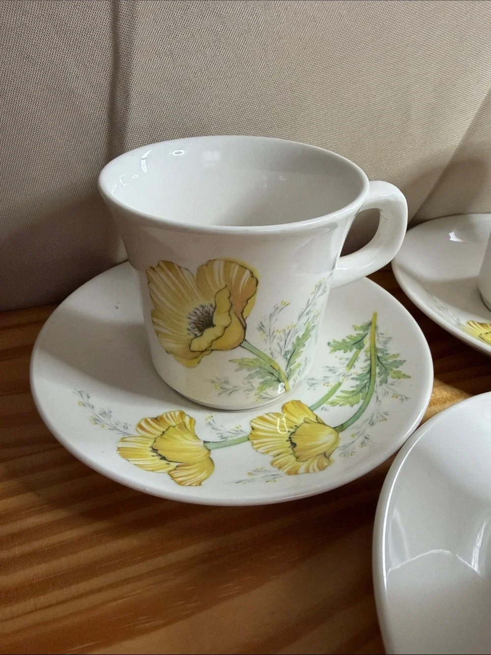 Vintage Noritake Craftone Buttercup 8769 Cups and Saucers Set of 5 Pairs